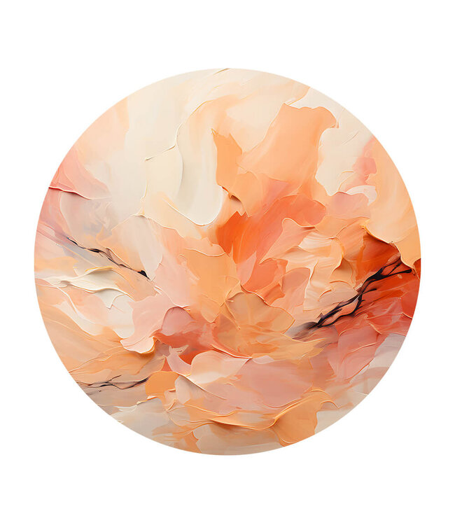 Rundes  Akustikbild "peach fizz shades" -in einem eleganten Aluminiumrahmen