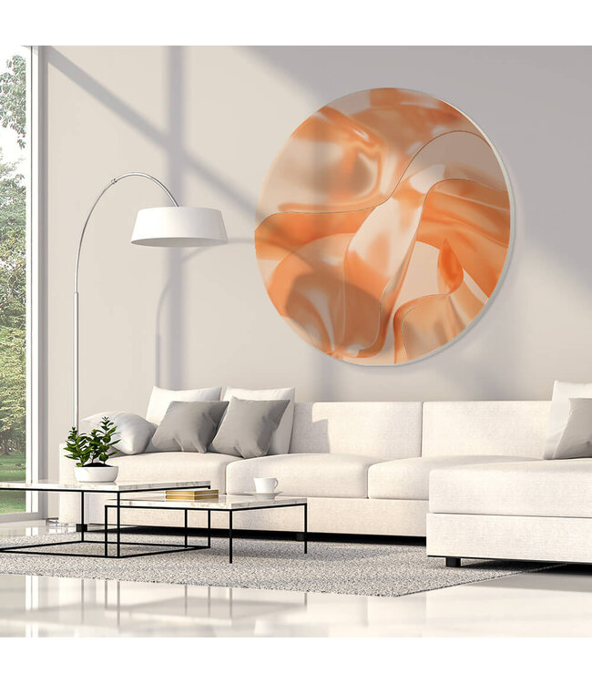 Rundt akustisk bild "peach metal"- i en elegant aluminiumsramme