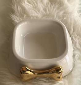 QuattroZampe Ceramic Bowl cream / bone gold