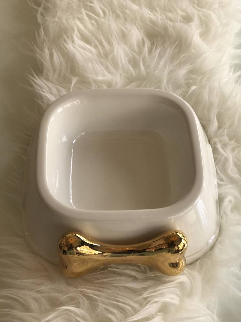 QuattroZampe Ceramic Bowl cream / bone gold