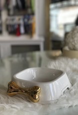 QuattroZampe Ceramic Bowl cream / bone gold