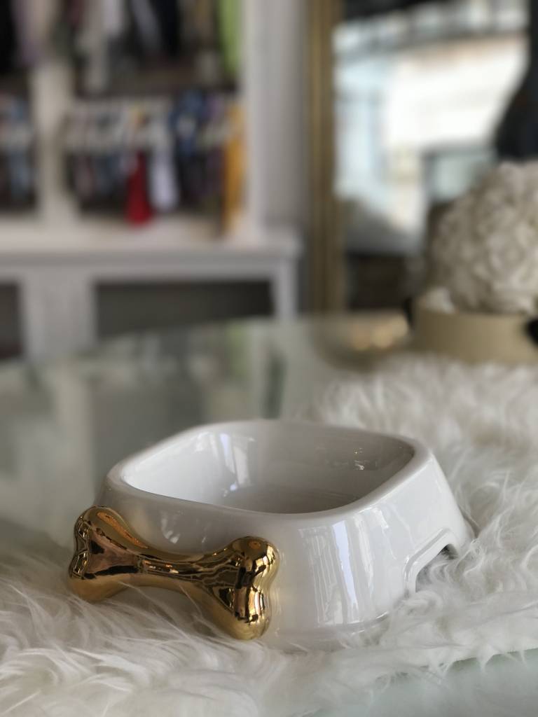 QuattroZampe Ceramic Bowl cream / bone gold