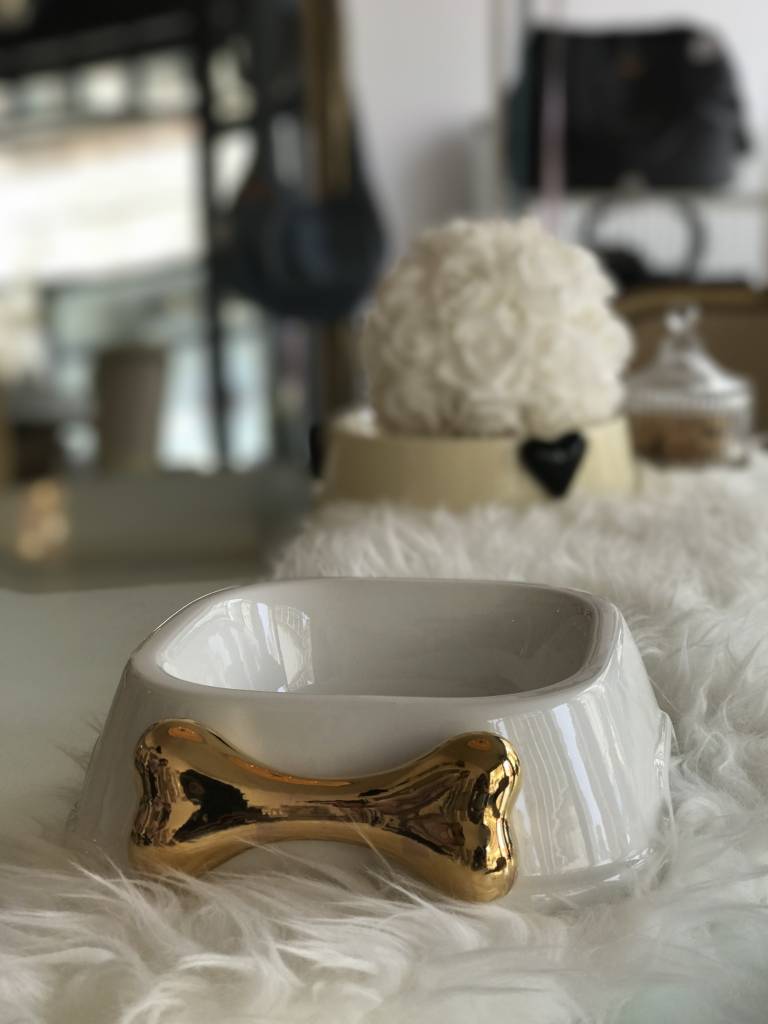 QuattroZampe Ceramic Bowl cream / bone gold