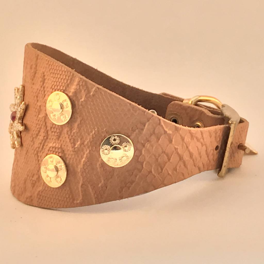 Barcelona dogs Barcelona Dogs - halsband Rubin Star Beige L sighthound