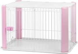 Puppyren met dak roze (92x63x60cm)