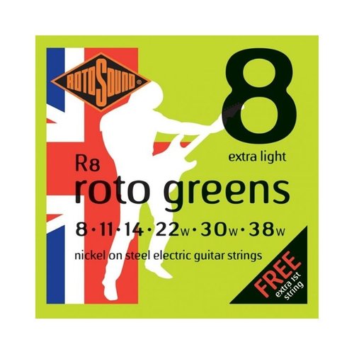 Rotosound Rotosound R8 Nickel Electric Guitar Strings, Extra Light (8-38)