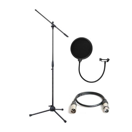 Studio accessory pack - Boom stand, pop sheild and 3m XLR cable