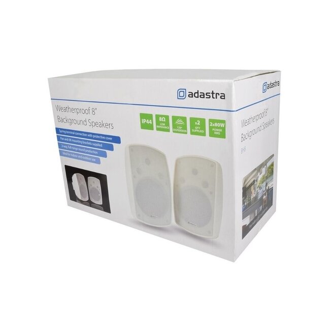Adastra BH8 Speakers Outdoor Pair White 8" 120W