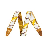 Fender Weighless™ 2" Monogrammed Strap, White/Brown/Yellow