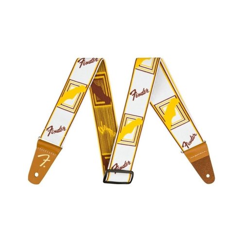 Fender Fender Weighless™ 2" Monogrammed Strap, White/Brown/Yellow Fender Fender Weighless™ 2" Monogrammed Strap, White/Brown/Yellow