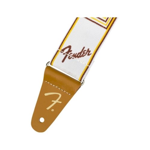 Fender Fender Weighless™ 2" Monogrammed Strap, White/Brown/Yellow