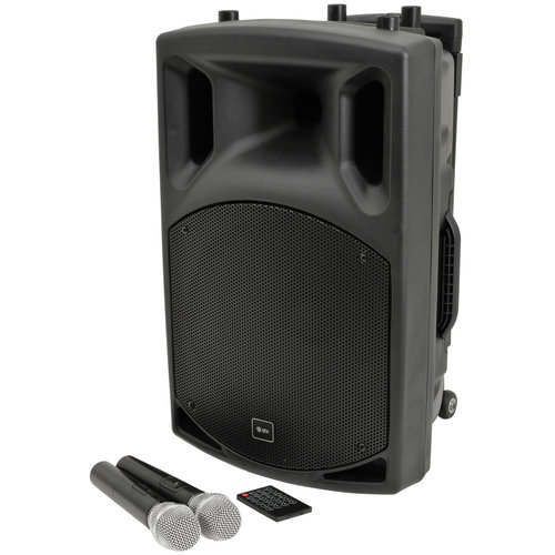 HIRE Hire of: Portable Battery Powered Speaker with 2 radio mics and stand