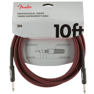 Fender Professional Series Instrument Cables, 10', Red Tweed