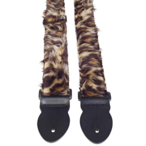 Leathergraft Leathergraft Fun Fur Guitar Strap - Leopard - Extra Long