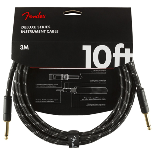 Fender Fender Deluxe Series Instrument Cable,  10', Black Tweed