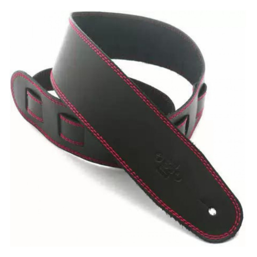 DSL DSL Leather 2.5" Black with Red Guitar Strap DSL DSL Leather 2.5" Black with Red Guitar Strap