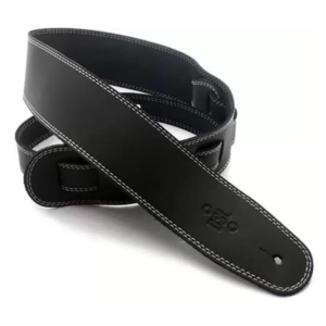 DSL DSL Leather 2.5" Black with Beige Guitar Strap