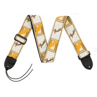 Fender® 2" Monogrammed Strap, White/Brown/Yellow