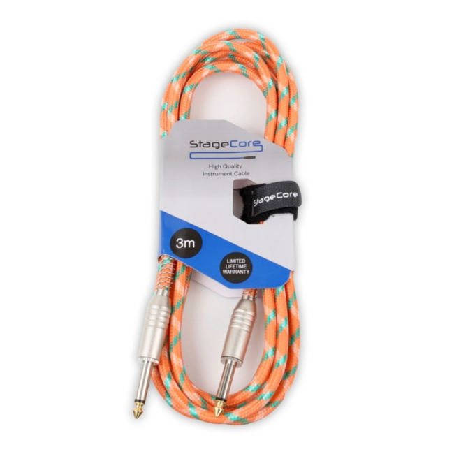 Stagecore Tweed Style Instrument Cable 3m, Orange