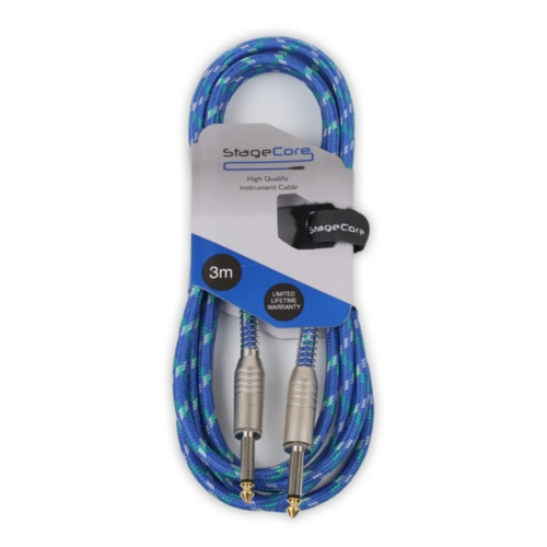 STAGECORE Stagecore Vintage Tweed Style Instrument Cable 3M, Blue STAGECORE Stagecore Vintage Tweed Style Instrument Cable 3M, Blue