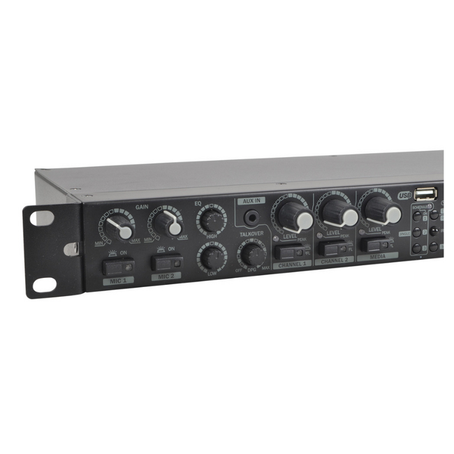 Q Audio QMEDIAMIX52 5-Channel Mixer with Media Player Bluetooth, FMTuner, Built-in Jingle Player & Microphone Talkover