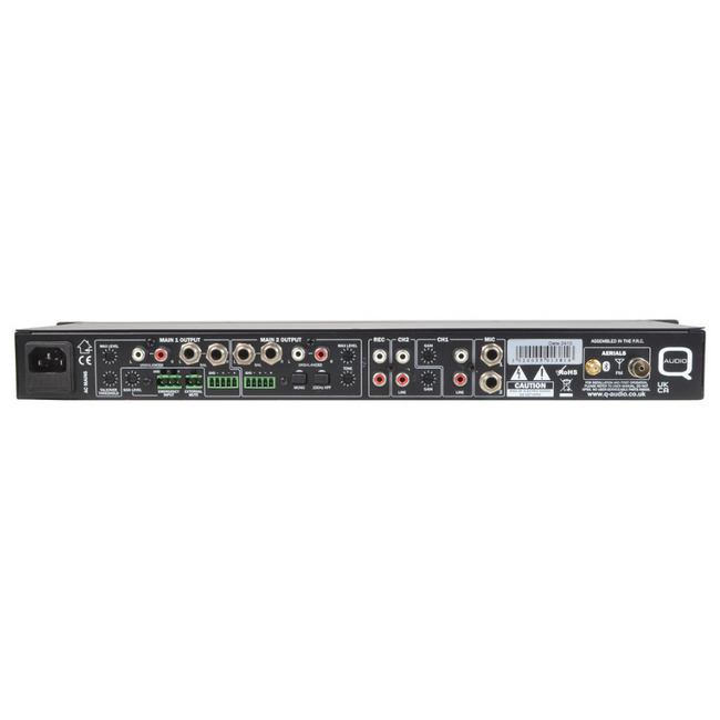 QMEDIAMIX52 5-Channel Mixer with Media Player Bluetooth, FMTuner, Built-in Jingle Player & Microphone Talkover