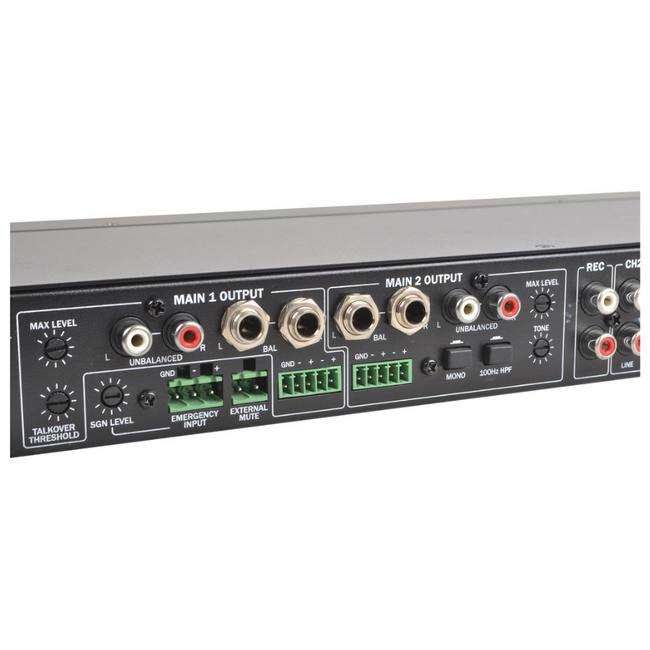 QMEDIAMIX52 5-Channel Mixer with Media Player Bluetooth, FMTuner, Built-in Jingle Player & Microphone Talkover