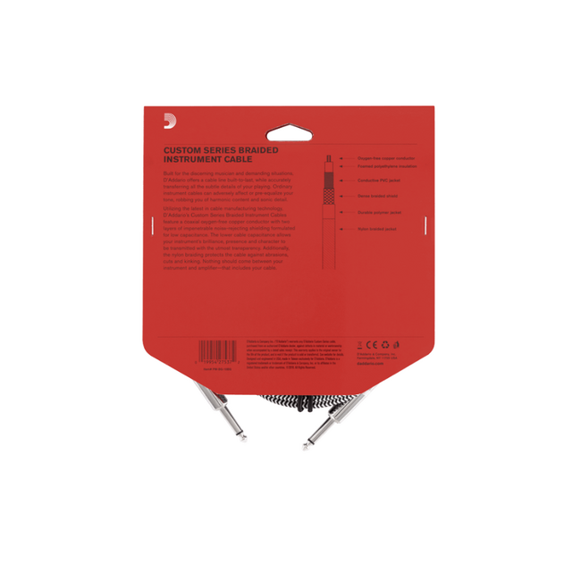 D'Addario Custom Series Braided Instrument Cable Grey 10ft