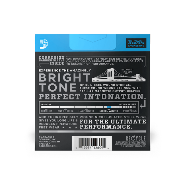 D'addario EXL115-3D XL Medium, 11 - 49 (3 PACK)