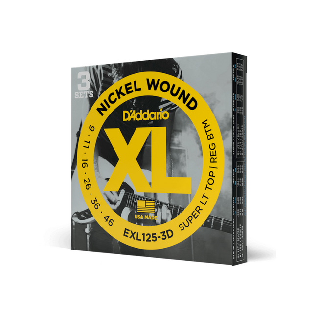 D'addario EXL125-3D XL Super Light Top/Heavy Bottom, 9 - 46 (3 PACK)