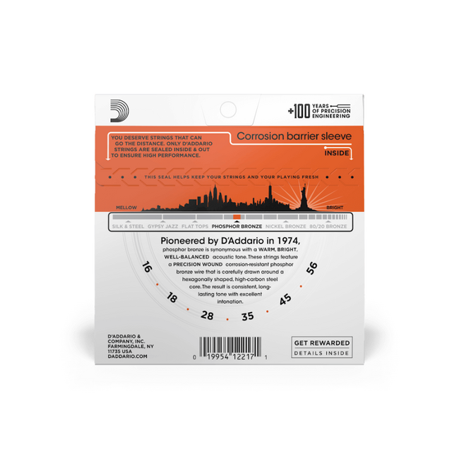 D'addario EJ42 Medium Resophonic, 16 - 56