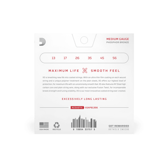 D'addario XS Medium Phosphor Bronze Coated, 13 - 56