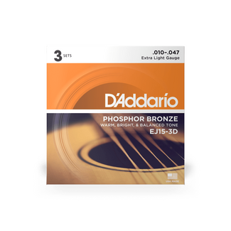 D'addario D'addario EJ15-3D Extra Light Phosphor Bronze, 10 - 47 (3 PACK)