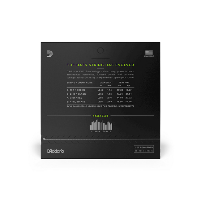 D'addario NYXL Long Scale Bass Strings, 45 - 105