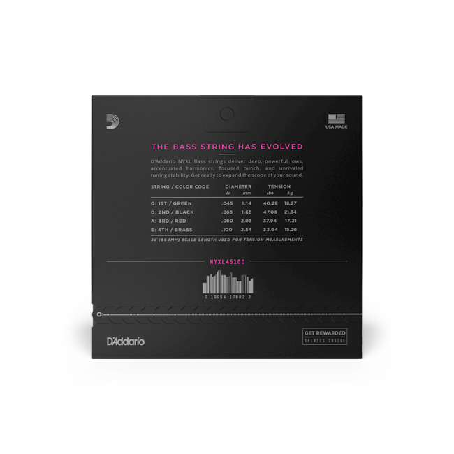 D'addario NYXL Long Scale Bass Strings, 45 - 100