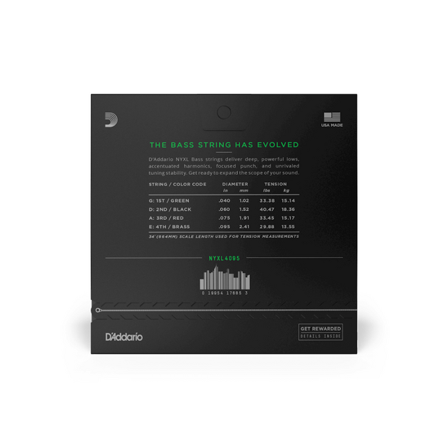 D'addario NYXL Long Scale Bass Strings, 40 - 95
