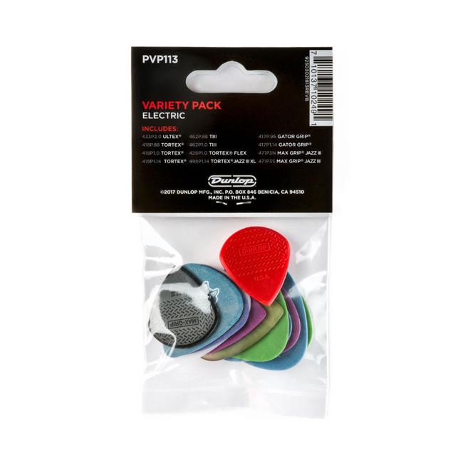 Dunlop Electric Variety Plectrums, 12 Pack