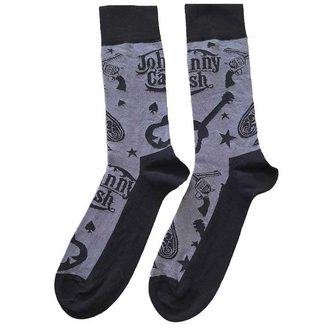 Rock Off Johnny Cash "Guitars 'n Guns" Unisex Ankle Socks, Charcoal Grey & Black (UK Size 7 - 11)