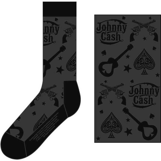 Johnny Cash "Guitars 'n Guns" Unisex Ankle Socks, Charcoal Grey & Black (UK Size 7 - 11)