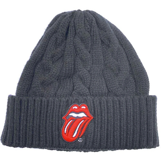 Rock Off The Rolling Stones "Classic Tongue" Unisex Beanie Hat, Black (Cable Knit)