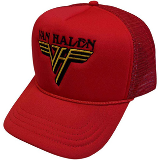 Rock Off Van Halen "Text & Yellow Logo" Unisex Mesh Back Cap, Red & Black