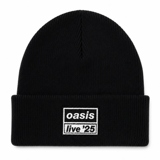 Rock Off Oasis "Live '25" Unisex Beanie Hat, Black (Back Print)