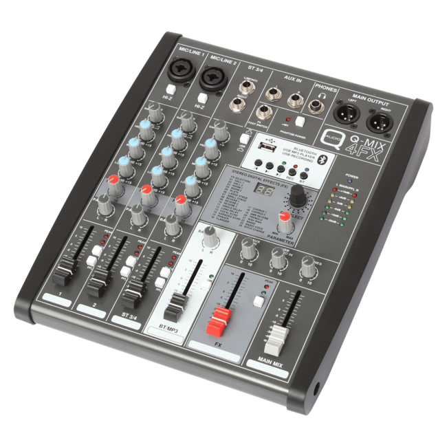 Q-MIX 4FX 4 Channel Mixer with FX and USB
