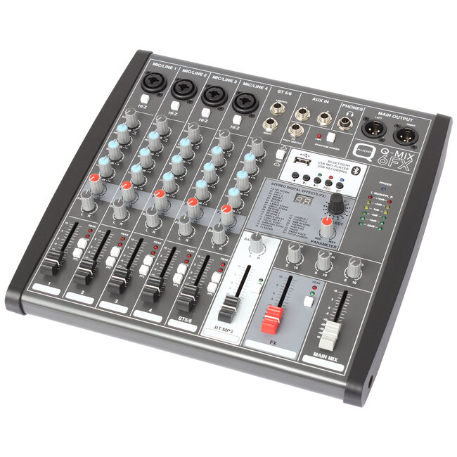 Q-MIX 6FX 6 Channel Mixer with FX and USB