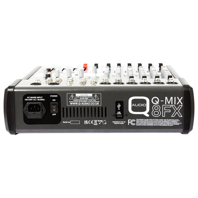 Q-MIX 8FX 8 Channel Mixer with FX and USB (19" rack mount kit included)