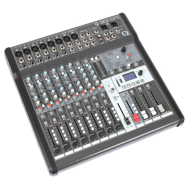 Q-MIX 10FX 10 Channel Mixer with FX and USB (19" rack mount kit included)