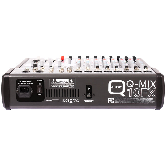 Q-MIX 10FX 10 Channel Mixer with FX and USB (19" rack mount kit included)