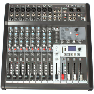 q audio Q-MIX 10FX 10 Channel Mixer with FX and USB (19" rack mount kit included)