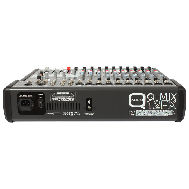 Q-MIX 12FX 12 Channel Mixer with FX and USB (19" rack mount kit included)