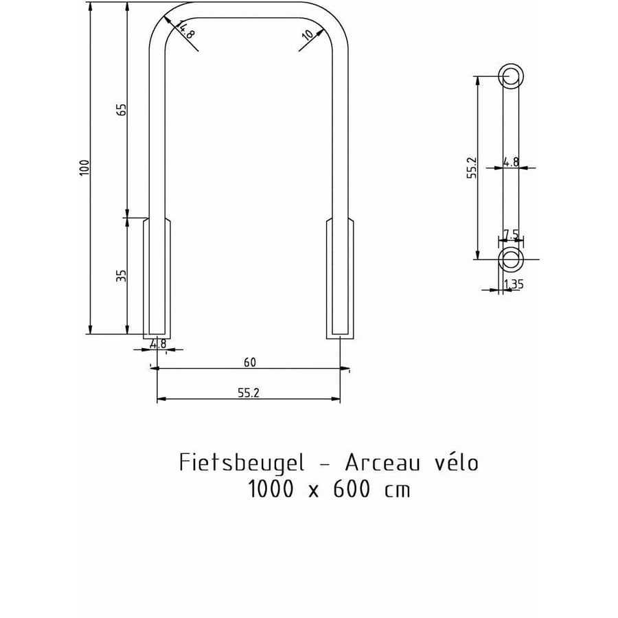 Fietsbeugel U-vorm 600 x 1000 mm-9